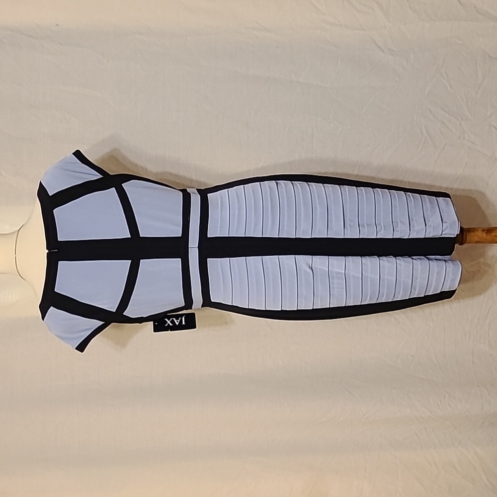 Jax Light Blue and Black Sheath Dress - Picture 5 of 15